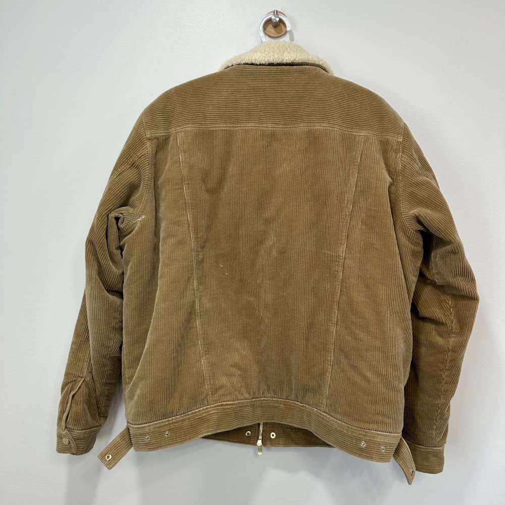 KITH Womens Jacket XL Tan‎ Corduroy Sherpa Lined Fuzzy Gold Zip Designer - Picture 10 of 13